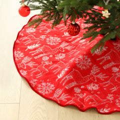 Salcar Weihnachtsbaumdecke Rot Weiß mit Rentier & Schneeflocken – Beidseitiger Weihnachtsbaumrock aus weichem Fleece