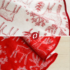 Salcar Weihnachtsbaumdecke Rot Weiß mit Rentier & Schneeflocken – Beidseitiger Weihnachtsbaumrock aus weichem Fleece