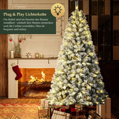 Salcar 180cm Künstlicher Weihnachtsbaum mit Schnee und Licht, mit 250 LED und 828 PVC Spitzen Salcar