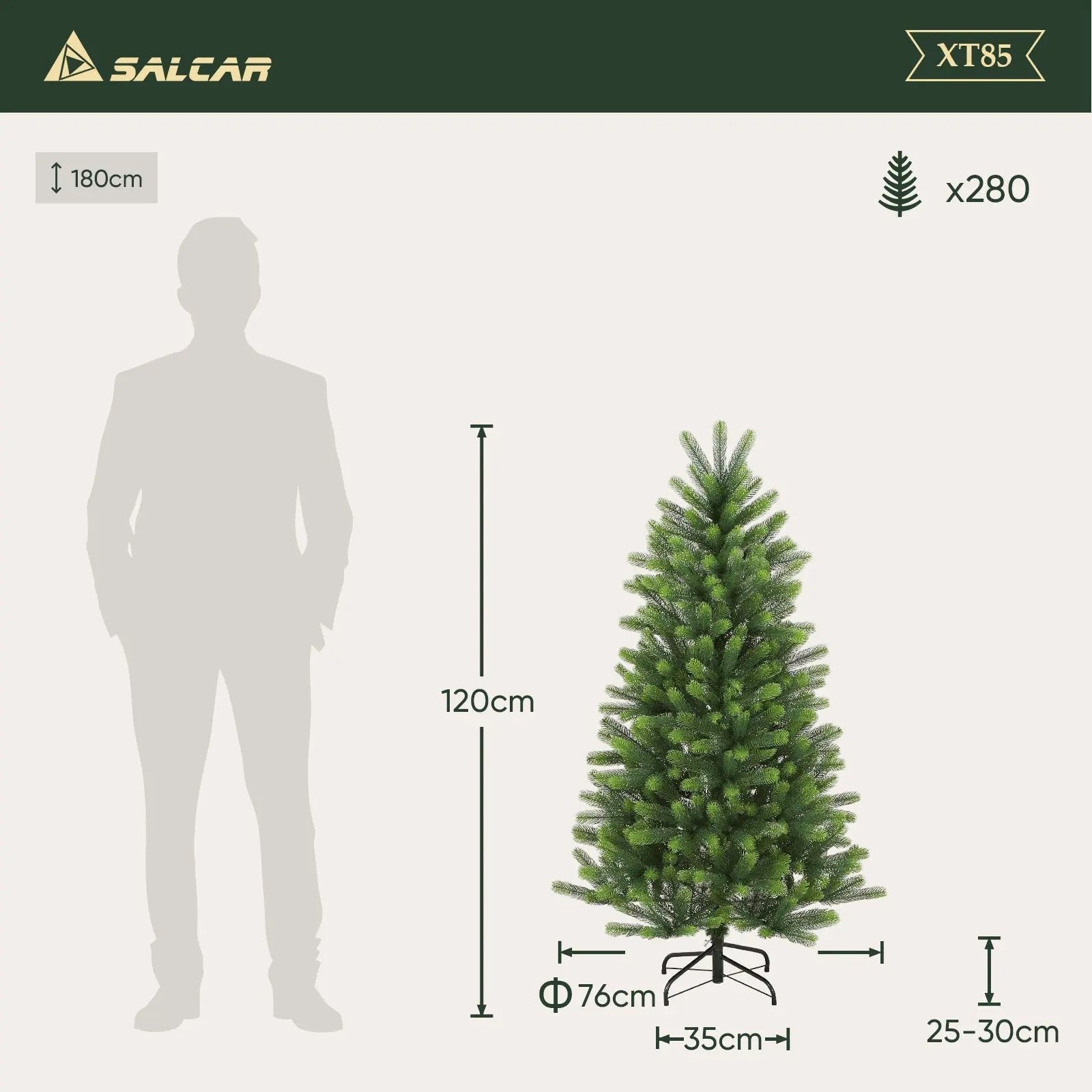 Salcar 180/210/240cm Künstlicher Weihnachtsbaum, Nordmanntanne, mit 762/1080/1576 PE Spitzen Salcar